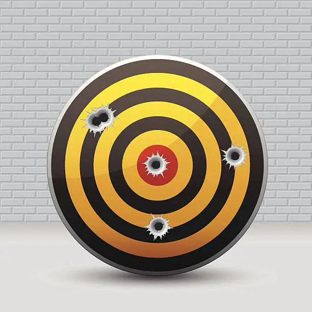 Vector illustration of Target with Bullet Holes