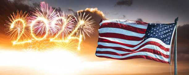 istock us flag with fireworks for the new year 1820763449