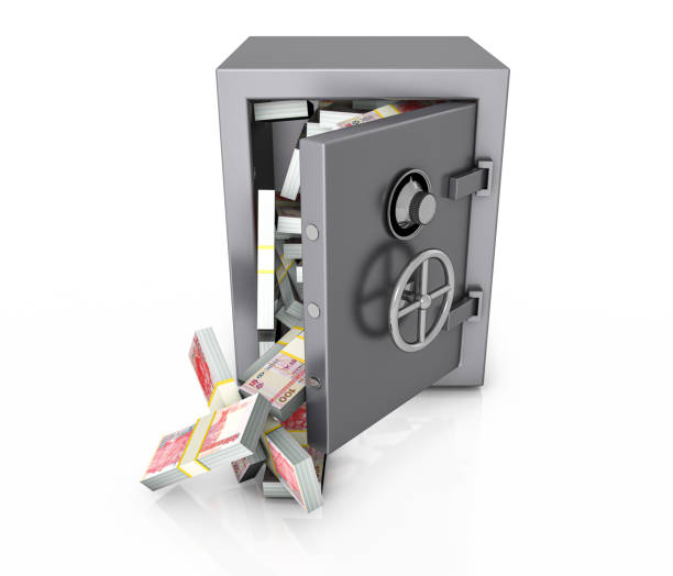 istock Safe box full Hong Kong Dollars packs on white background 1820764016