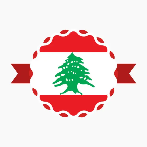Vector illustration of Creative Lebanon Flag Emblem Badge