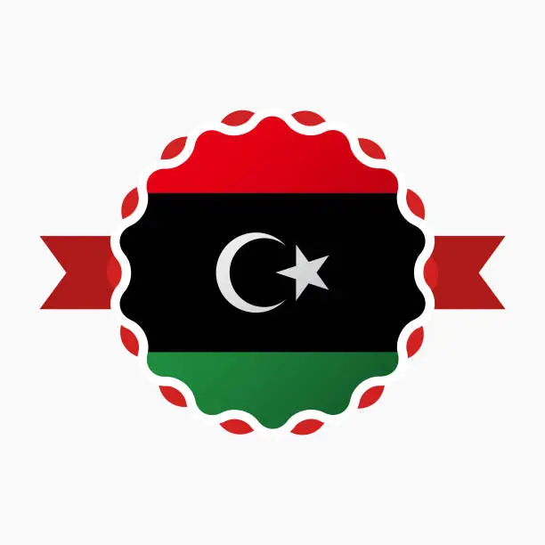 Vector illustration of Creative Libya Flag Emblem Badge