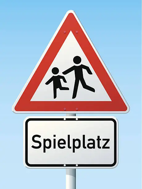 Vector illustration of Children Spielplatz German Warning Sign