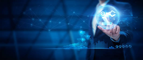 istock Robotics, future technology, and business concept - Engineer, press the robot icon. 1820786163