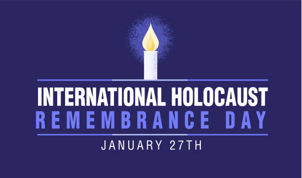 Internationaler Tag des Gedenkens an die Opfer des Holocaust am 27. Januar Webbanner-Design mit brennender Kerze – Vektorgrafik