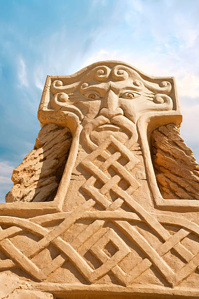 Sculpture from sand. Work of art, doomed to death from a rain and wind