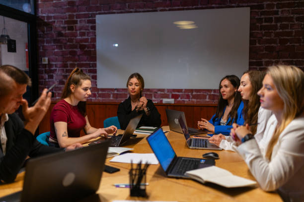 istock Teamwork with discussion of business idea in spacious zone 1820798156