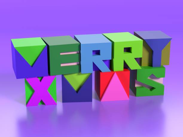 istock Colorful Merry Christmas Text Written with a Sharp Font on Purple Background 1820802690