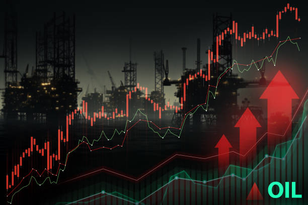 Oil Industry Growth Concept with Rig Silhouettes
