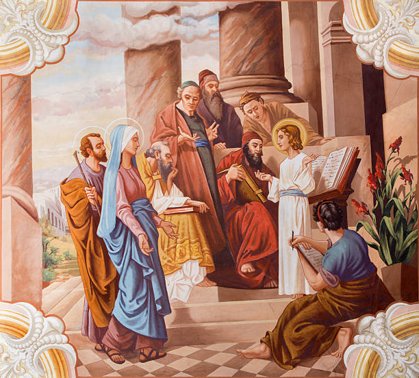 istock Sebechleby - Little Jesus teaching in the temple. 182080601