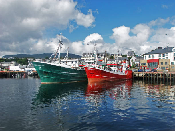 large fishing trawlers at killybegs harbour co. donegal ireland - pollock trawler foto e immagini stock