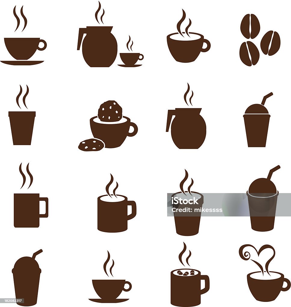 Du café et des boissons chaudes icônes set - clipart vectoriel de Fumée - Structure physique libre de droits