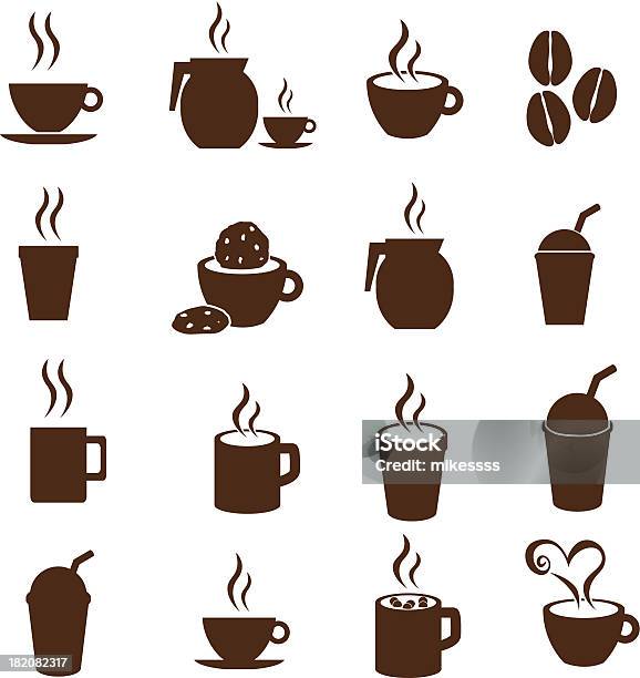 커피 따뜻한 음료 아이콘 세트 연기-물리적 구조에 대한 스톡 벡터 아트 및 기타 이미지 - 연기-물리적 구조, 실루엣, 커피잔