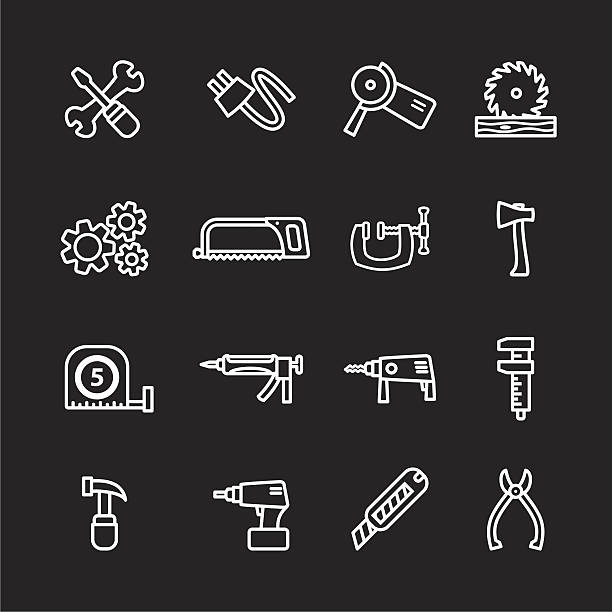 computer icon-set - wire cutter stock-grafiken, -clipart, -cartoons und -symbole