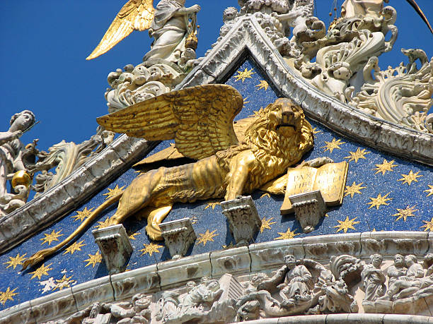 istock golden statue of winged Lion 182085364