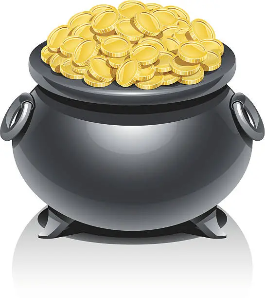 Vector illustration of Pot with golden coins