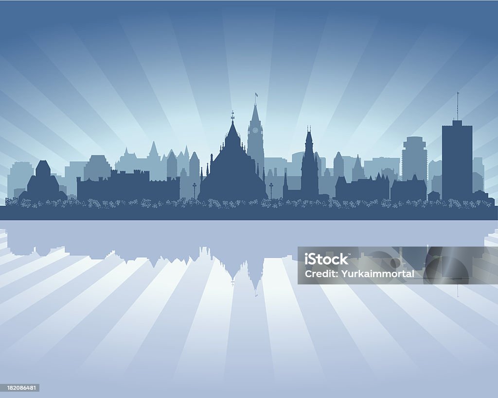 Ottawa, Kanada Blue City skyline sylwetka - Grafika wektorowa royalty-free (Architektura)