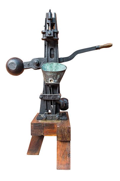 istock Vintage rusty steel and wooden wine bottle processing equipment 182086707