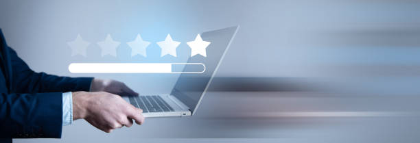 istock Five star feedback in business hand 1820889411