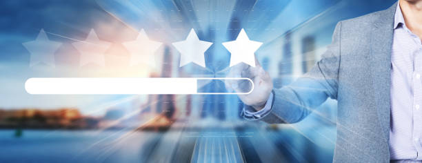 istock Five star feedback in business hand 1820889413