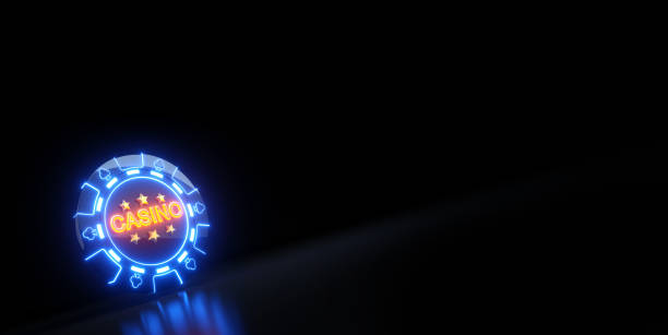 istock Playing Chips in Clubs Symbol, Concept With Neon Lights 1820898120