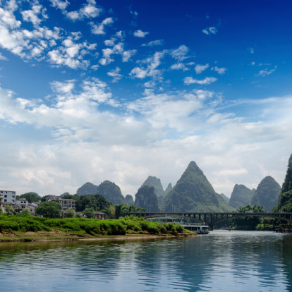 Bamboo raft at the Ulong river near Yangshuo, Guanxi province, China