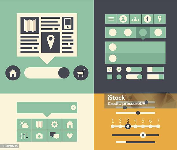 Vetores de Interface De Usuário Elementos Do Site e mais imagens de Abstrato - Abstrato, Aplicação móvel, Blogar