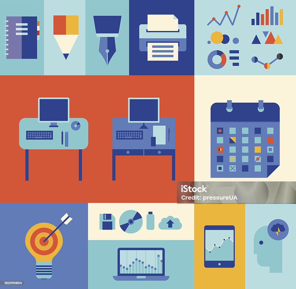Moderne business-workflow-illustration-set - Lizenzfrei Icon Vektorgrafik