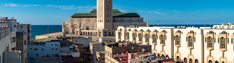 The square of Hassan II Mosque, Casablanca, Morocco.