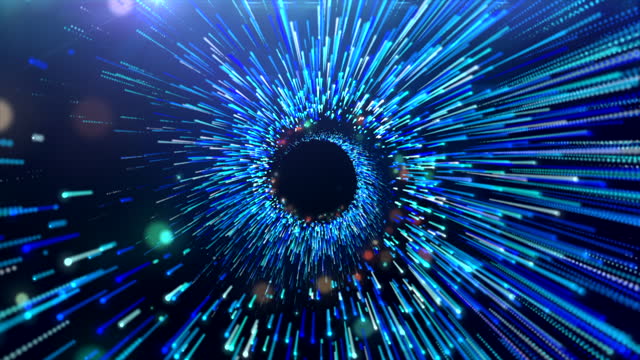Spiral movement of particles, smooth spiral movement. Motion. Abstract animation with spinning flying stars in outer space