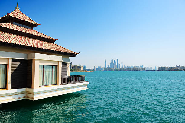 The view from luxury villa on Palm Jumeirah stock photo