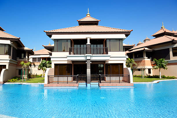 The luxury villa in Thai style hotel on Palm Jumeirah stock photo