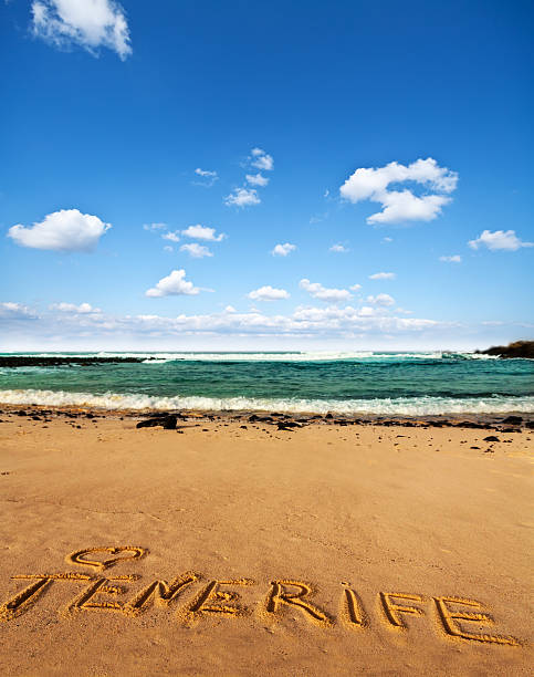 istock beach sand with written word Tenerife 182094293