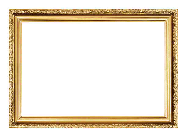 moldura de quadro com estampa trabalhada - picture frame frame gold gilded - fotografias e filmes do acervo