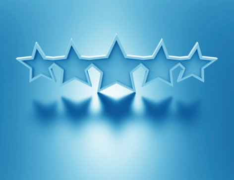 3 d ilustración de estrellas de calificación símbolo azul photo