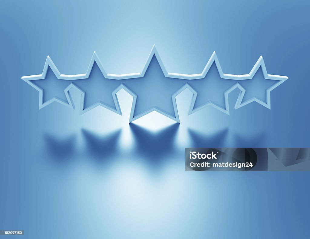 3d illustration of blue stars rating symbol On Top Of Stock Photo