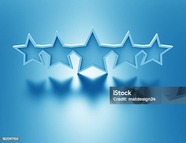 3d Illustration Of Blue Stars Rating Symbol Stock Photo - Download Image Now - On Top Of, Rating, Star Shape