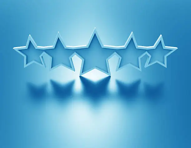 Photo of 3d illustration of blue stars rating symbol