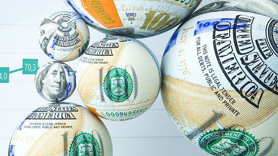 Dollar balls, 3d render wallpaper
