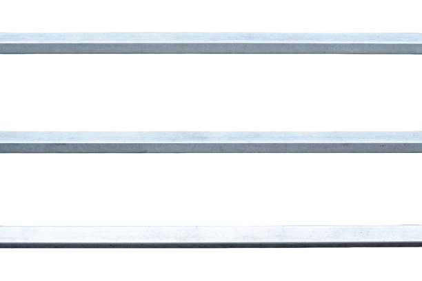 istock Three simple metal railing safety barrier fence horizontal bars transparent background cut out nobody no people Steel bars railing terrace, balcony, aluminum bars outdoors isolated on white background 1820984238