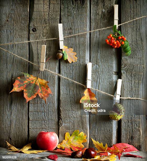 Autumn Abstract With Leaves On Vintage Boards Stock Photo - Download Image Now - Abstract, Autumn, Backgrounds