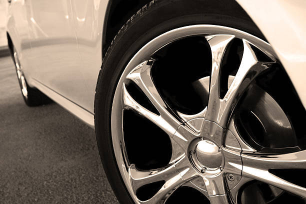 istock Close up wheel of a spots car 182100303