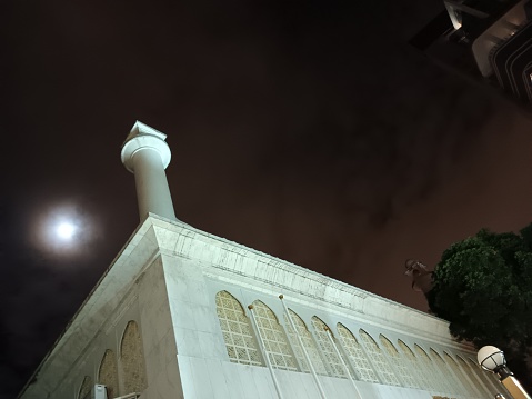 Full moon coincidentally available next to minaret