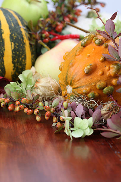 istock Autumn arrangement with pumpkins 182100541