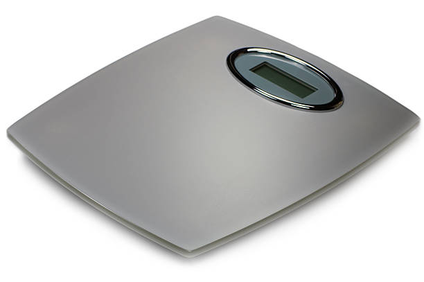istock Digital Bathroom Scale, Grey Silver Matt Glass, Isolated Macro Closeup 182102466