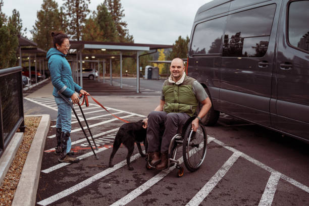 istock Man using a wheelchair meeting a friend for lunch 1821029474