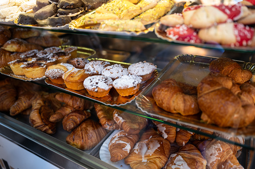 Sweets and cakes shop in Genoa, Italy