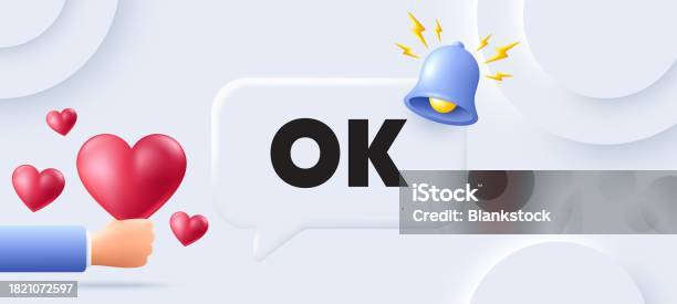 Ok Text Tag Approved Okay Message Neumorphic Background Vector Stock ...