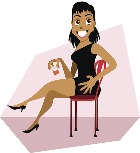 Woman sitting in the chair vector art illustration