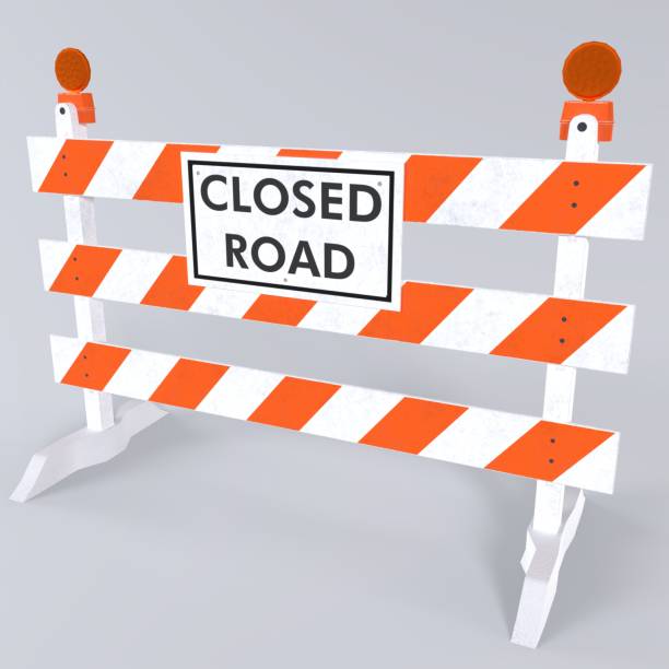 istock Closed road isolated on white background 1821106994
