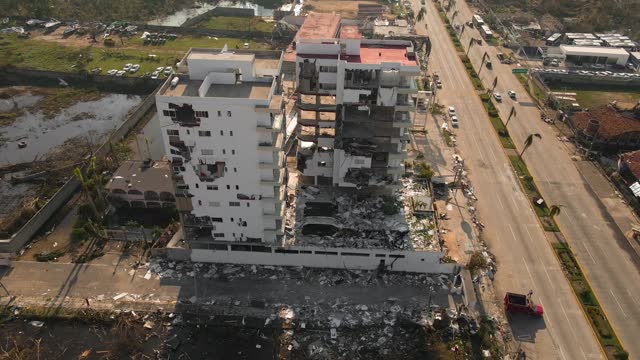 Damage caused by Hurricane Otis in Acapulco Mexico in buildings